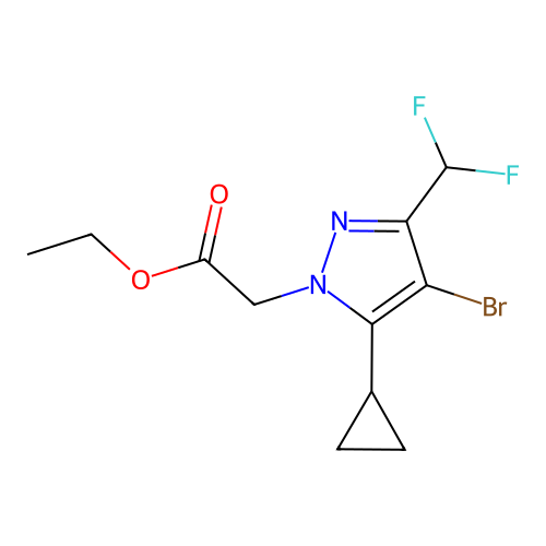 ethyl [4-bromo-5-cyclopropyl-3-(difluoromethyl)-1H-pyrazol-1-yl]acetate structure
