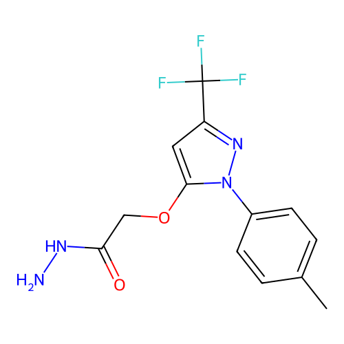 2-{[1-(4-methylphenyl)-3-(trifluoromethyl)-1H-pyrazol-5-yl]oxy}acetohydrazide structure