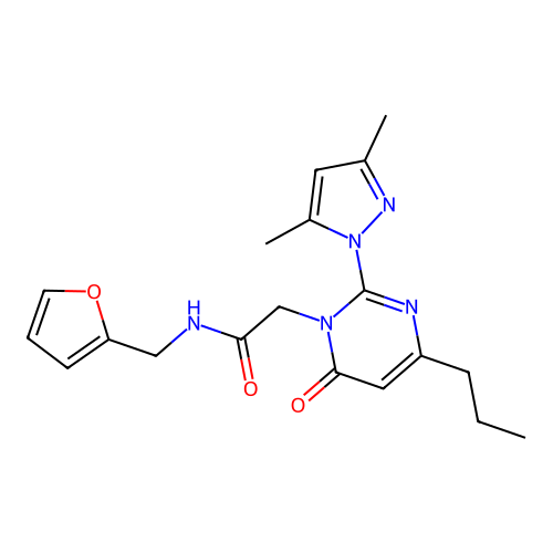 2-[2-(3,5-dimethyl-1H-pyrazol-1-yl)-6-oxo-4-propyl-1,6-dihydropyrimidin-1-yl]-N-[(furan-2-yl)methyl]acetamide structure