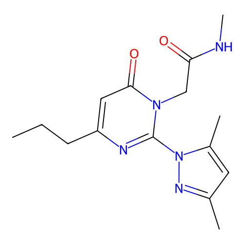 2-(2-(3,5-dimethyl-1H-pyrazol-1-yl)-6-oxo-4-propylpyrimidin-1(6H)-yl)-N-methylacetamide structure