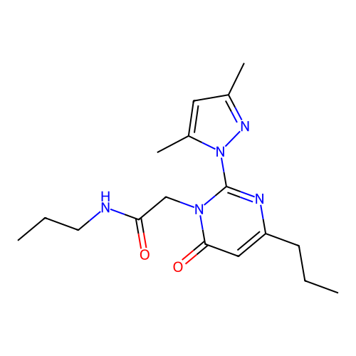 2-(2-(3,5-dimethyl-1H-pyrazol-1-yl)-6-oxo-4-propylpyrimidin-1(6H)-yl)-N-propylacetamide structure