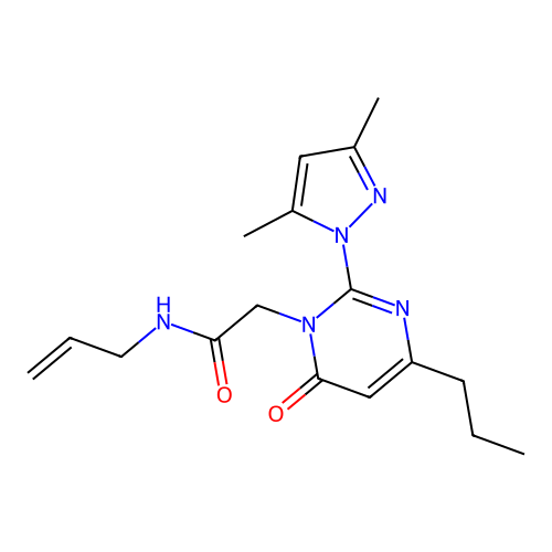 N-allyl-2-(2-(3,5-dimethyl-1H-pyrazol-1-yl)-6-oxo-4-propylpyrimidin-1(6H)-yl)acetamide structure