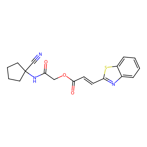 [2-[(1-cyanocyclopentyl)amino]-2-oxoethyl] (E)-3-(1,3-benzothiazol-2-yl)prop-2-enoate structure