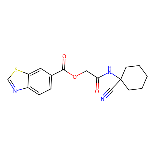 [(1-Cyanocyclohexyl)carbamoyl]methyl 1,3-benzothiazole-6-carboxylate structure