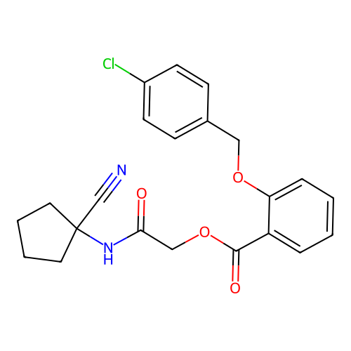 [2-[(1-Cyanocyclopentyl)amino]-2-oxoethyl] 2-[(4-chlorophenyl)methoxy]benzoate structure