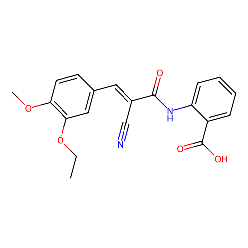 2-[2-Cyano-3-(3-ethoxy-4-methoxyphenyl)prop-2-enamido]benzoic acid structure