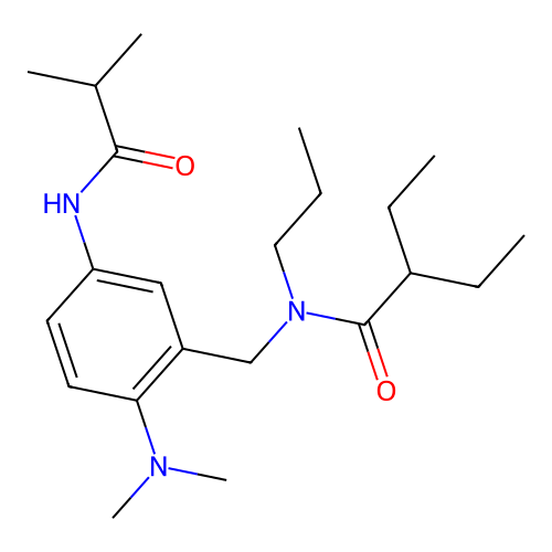 N-{[2-(DIMETHYLAMINO)-5-(2-METHYLPROPANAMIDO)PHENYL]METHYL}-2-ETHYL-N-PROPYLBUTANAMIDE structure