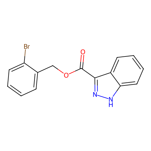 (2-bromophenyl)methyl 1H-indazole-3-carboxylate structure