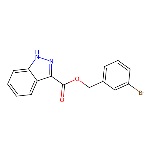 (3-bromophenyl)methyl 1H-indazole-3-carboxylate structure
