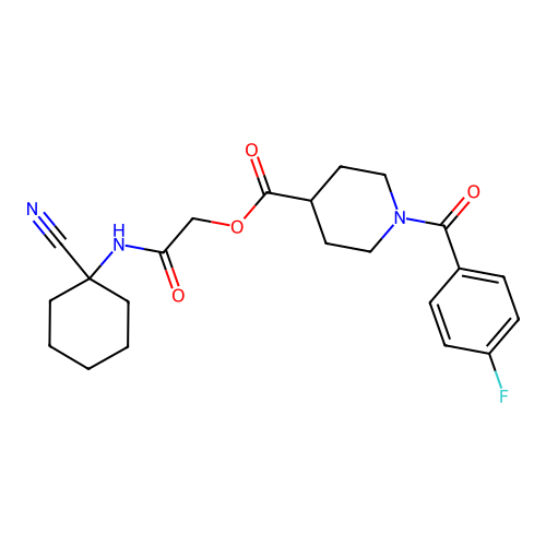 [(1-Cyanocyclohexyl)carbamoyl]methyl 1-(4-fluorobenzoyl)piperidine-4-carboxylate structure