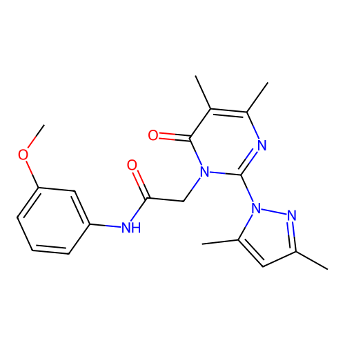 2-[2-(3,5-dimethyl-1H-pyrazol-1-yl)-4,5-dimethyl-6-oxo-1,6-dihydropyrimidin-1-yl]-N-(3-methoxyphenyl)acetamide structure