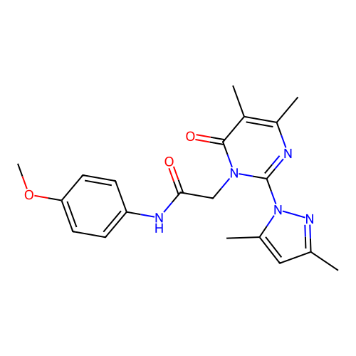 2-[2-(3,5-dimethyl-1H-pyrazol-1-yl)-4,5-dimethyl-6-oxo-1,6-dihydropyrimidin-1-yl]-N-(4-methoxyphenyl)acetamide structure