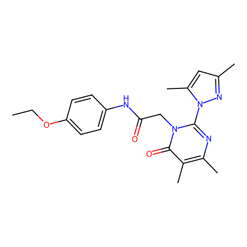2-[2-(3,5-dimethylpyrazol-1-yl)-4,5-dimethyl-6-oxopyrimidin-1-yl]-N-(4-ethoxyphenyl)acetamide structure