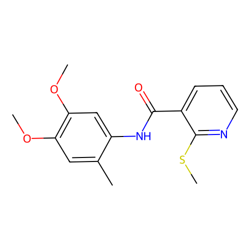 N-(4,5-dimethoxy-2-methylphenyl)-2-(methylsulfanyl)pyridine-3-carboxamide structure