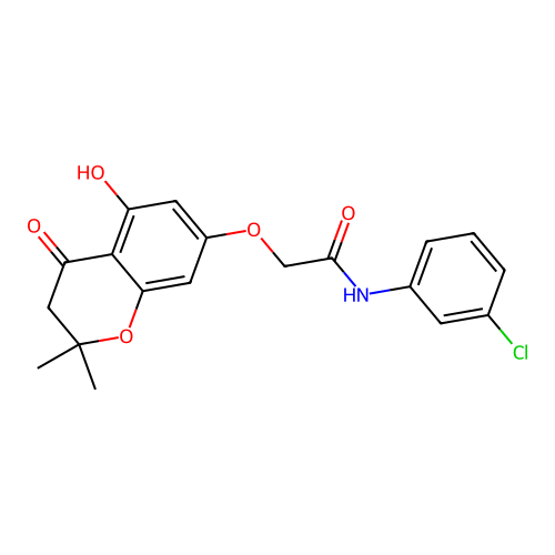N-(3-chlorophenyl)-2-((5-hydroxy-2,2-dimethyl-4-oxochroman-7-yl)oxy)acetamide structure