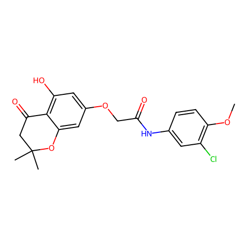 N-(3-chloro-4-methoxyphenyl)-2-((5-hydroxy-2,2-dimethyl-4-oxochroman-7-yl)oxy)acetamide structure
