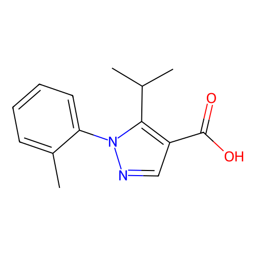 1-(2-methylphenyl)-5-(propan-2-yl)-1H-pyrazole-4-carboxylic acid structure