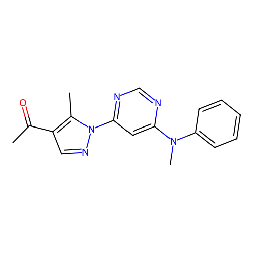 1-(5-methyl-1-(6-(methyl(phenyl)amino)pyrimidin-4-yl)-1H-pyrazol-4-yl)ethanone structure
