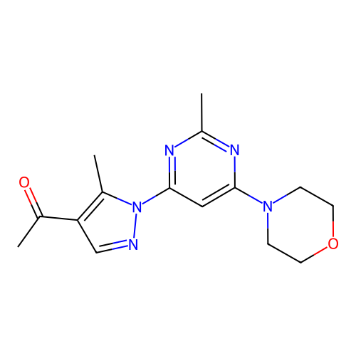 1-(5-methyl-1-(2-methyl-6-morpholinopyrimidin-4-yl)-1H-pyrazol-4-yl)ethanone structure