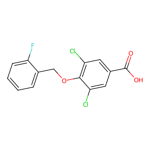 3,5-dichloro-4-[(2-fluorophenyl)methoxy]benzoic Acid structure