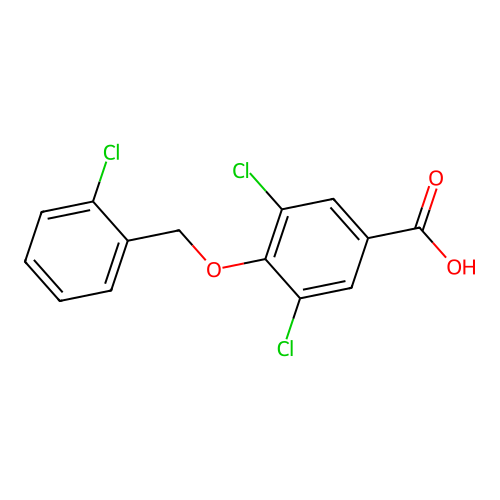 3,5-dichloro-4-[(2-chlorophenyl)methoxy]benzoic Acid structure