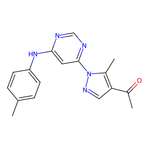 1-(5-methyl-1-{6-[(4-methylphenyl)amino]pyrimidin-4-yl}-1H-pyrazol-4-yl)ethanone structure