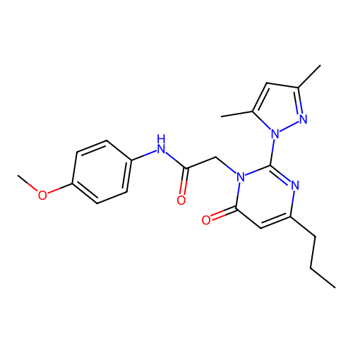 2-(2-(3,5-dimethyl-1H-pyrazol-1-yl)-6-oxo-4-propylpyrimidin-1(6H)-yl)-N-(4-methoxyphenyl)acetamide structure