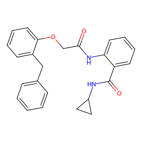 N-Cyclopropyl-2-[[2-[2-(phenylmethyl)phenoxy]acetyl]amino]benzamide structure