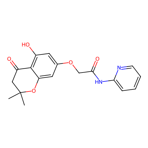 2-((5-hydroxy-2,2-dimethyl-4-oxochroman-7-yl)oxy)-N-(pyridin-2-yl)acetamide structure