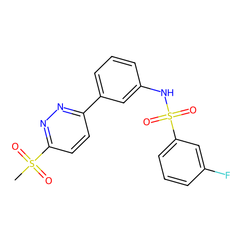 3-fluoro-N-[3-(6-methylsulfonylpyridazin-3-yl)phenyl]benzenesulfonamide structure