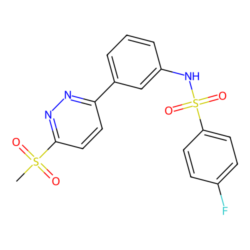 4-fluoro-N-[3-(6-methylsulfonylpyridazin-3-yl)phenyl]benzenesulfonamide structure
