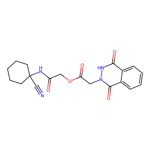 [2-[(1-cyanocyclohexyl)amino]-2-oxoethyl] 2-(1,4-dioxo-3H-phthalazin-2-yl)acetate structure