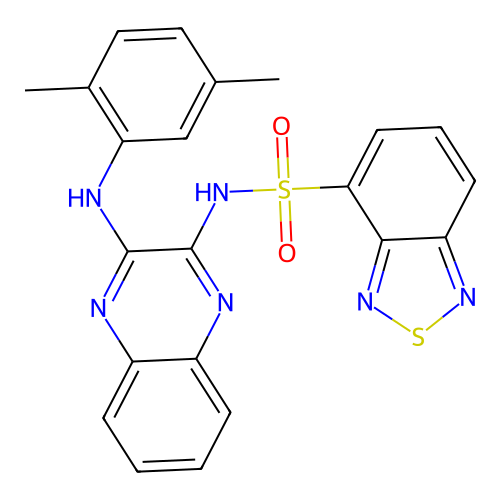 N-(3-((2,5-dimethylphenyl)amino)quinoxalin-2-yl)benzo[c][1,2,5]thiadiazole-4-sulfonamide structure