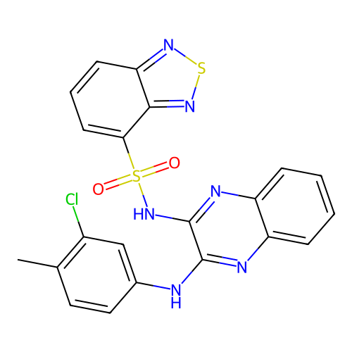 N-(3-((3-chloro-4-methylphenyl)amino)quinoxalin-2-yl)benzo[c][1,2,5]thiadiazole-4-sulfonamide structure