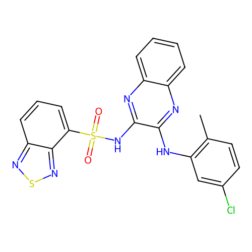 N-[3-(5-chloro-2-methylanilino)quinoxalin-2-yl]-2,1,3-benzothiadiazole-4-sulfonamide structure