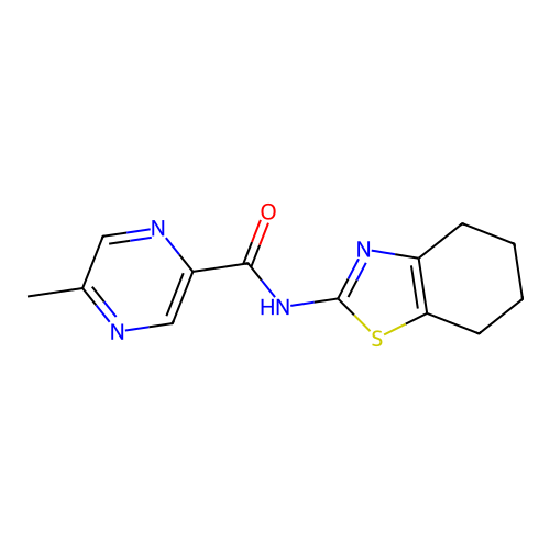 5-methyl-N-(4,5,6,7-tetrahydro-1,3-benzothiazol-2-yl)pyrazine-2-carboxamide structure
