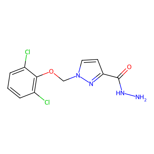 1-((2,6-Dichlorophenoxy)methyl)-1H-pyrazole-3-carbohydrazide structure