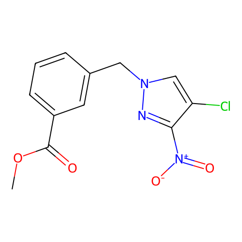 Methyl 3-((4-chloro-3-nitro-1H-pyrazol-1-yl)methyl)benzoate structure