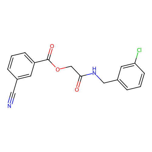 [2-[(3-Chlorophenyl)methylamino]-2-oxoethyl] 3-cyanobenzoate structure