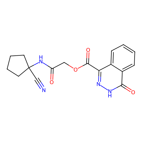 [(1-Cyanocyclopentyl)carbamoyl]methyl 4-oxo-3,4-dihydrophthalazine-1-carboxylate structure