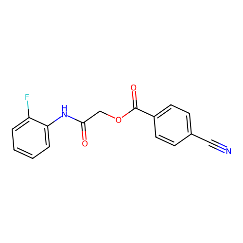 2-[(2-Fluorophenyl)amino]-2-oxoethyl 4-cyanobenzoate structure