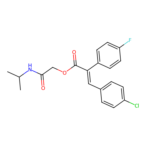[2-oxo-2-(propan-2-ylamino)ethyl] (E)-3-(4-chlorophenyl)-2-(4-fluorophenyl)prop-2-enoate structure