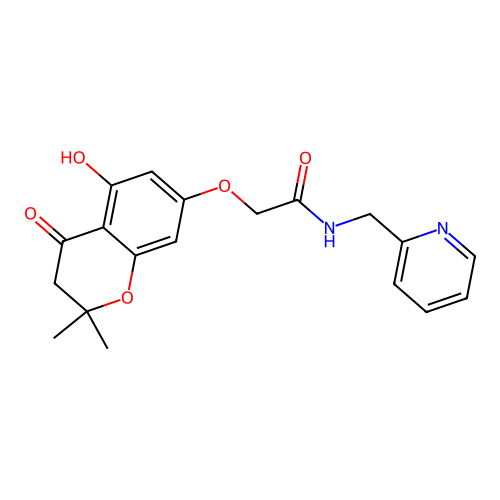 2-((5-hydroxy-2,2-dimethyl-4-oxochroman-7-yl)oxy)-N-(pyridin-2-ylmethyl)acetamide structure