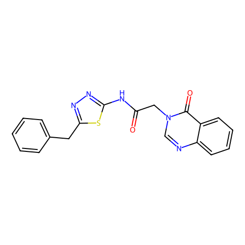 N-(5-benzyl-1,3,4-thiadiazol-2-yl)-2-(4-oxoquinazolin-3(4H)-yl)acetamide structure