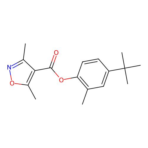 (4-Tert-butyl-2-methylphenyl) 3,5-dimethyl-1,2-oxazole-4-carboxylate structure