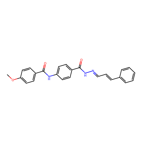 Benzoic acid, p-(p-methoxybenzamido)-, 2-cinnamylidenehydrazide structure