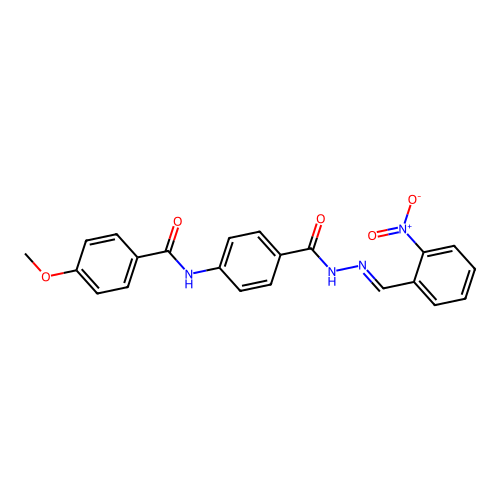 Benzoic acid, p-(p-methoxybenzamido)-, 2-(o-nitrobenzylidene)hydrazide structure