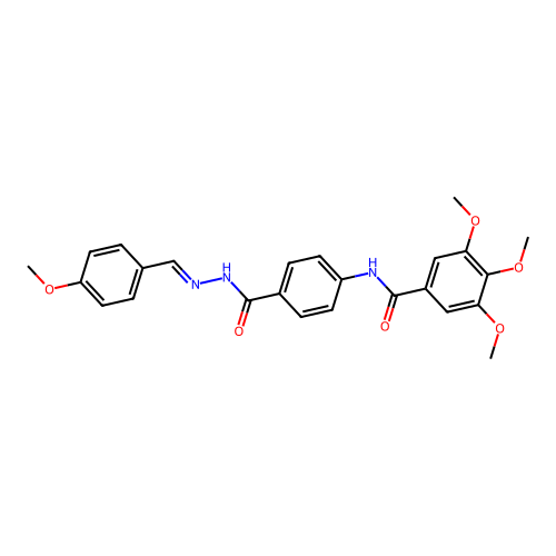 Benzoic acid, p-(3,4,5-trimethoxybenzamido)-, 2-(p-methoxybenzylidene)hydrazide structure
