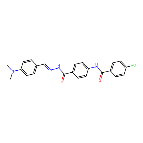 Benzoic acid, p-(p-chlorobenzamido)-, 2-(p-(dimethylamino)benzylidene)hydrazide structure