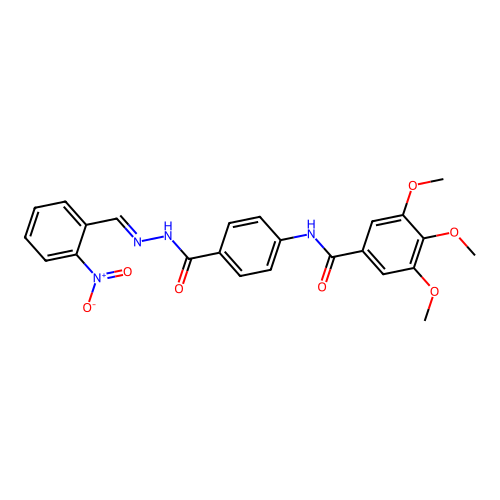 Benzoic acid, p-(3,4,5-trimethoxybenzamido)-, 2-(o-nitrobenzylidene)hydrazide structure